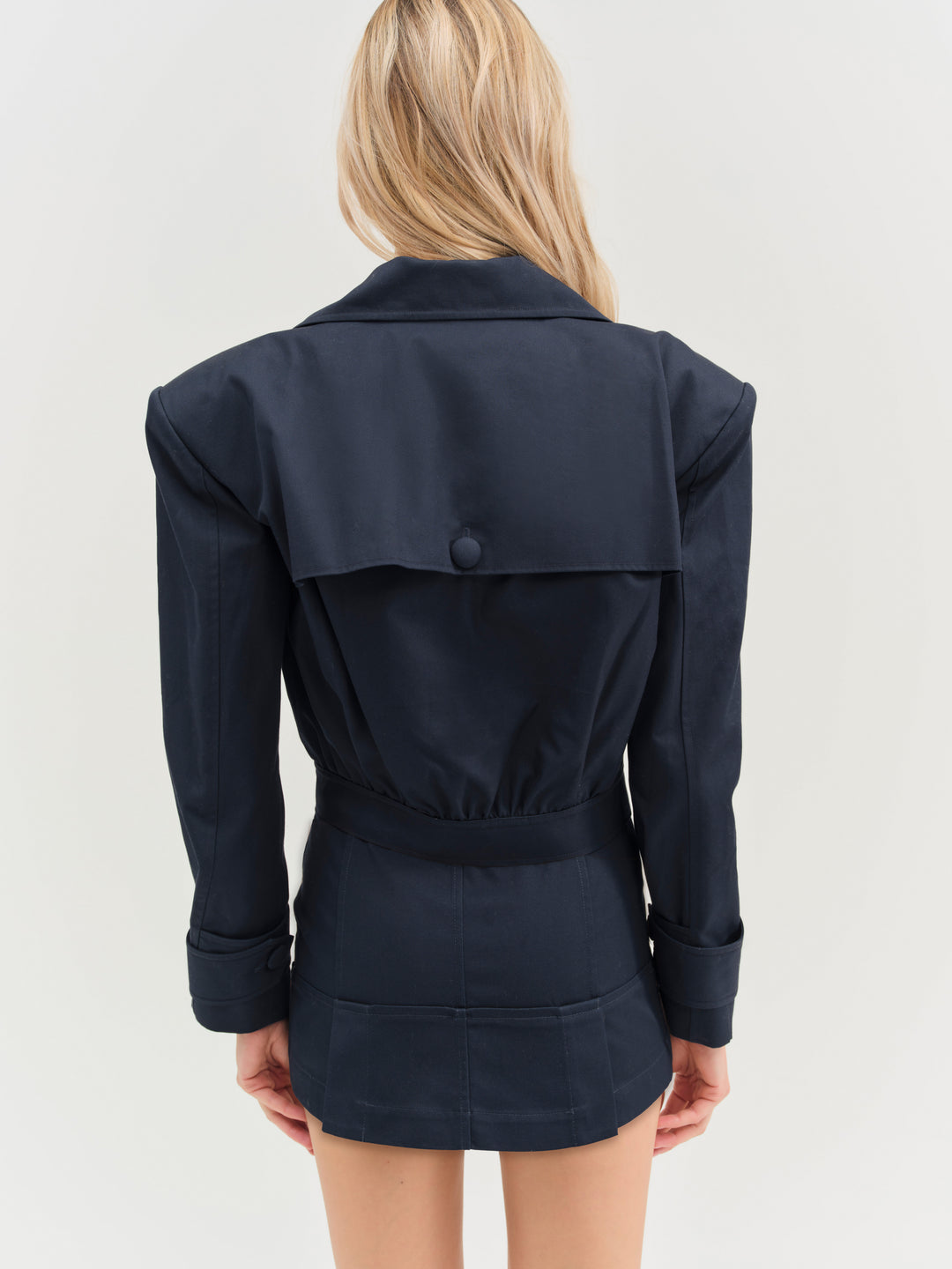 Cotton Twill Cropped Jacket — Navy