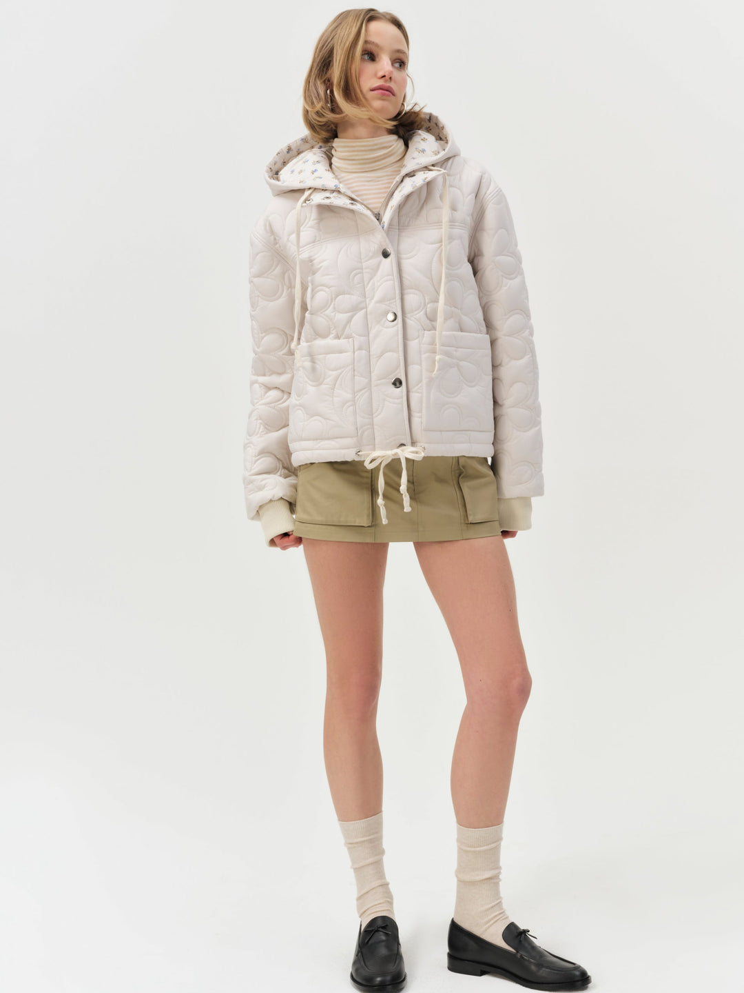 Isabel Quilted Puffer Jacket — Cream
