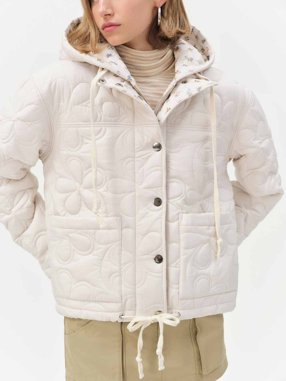 Isabel Quilted Puffer Jacket — Cream