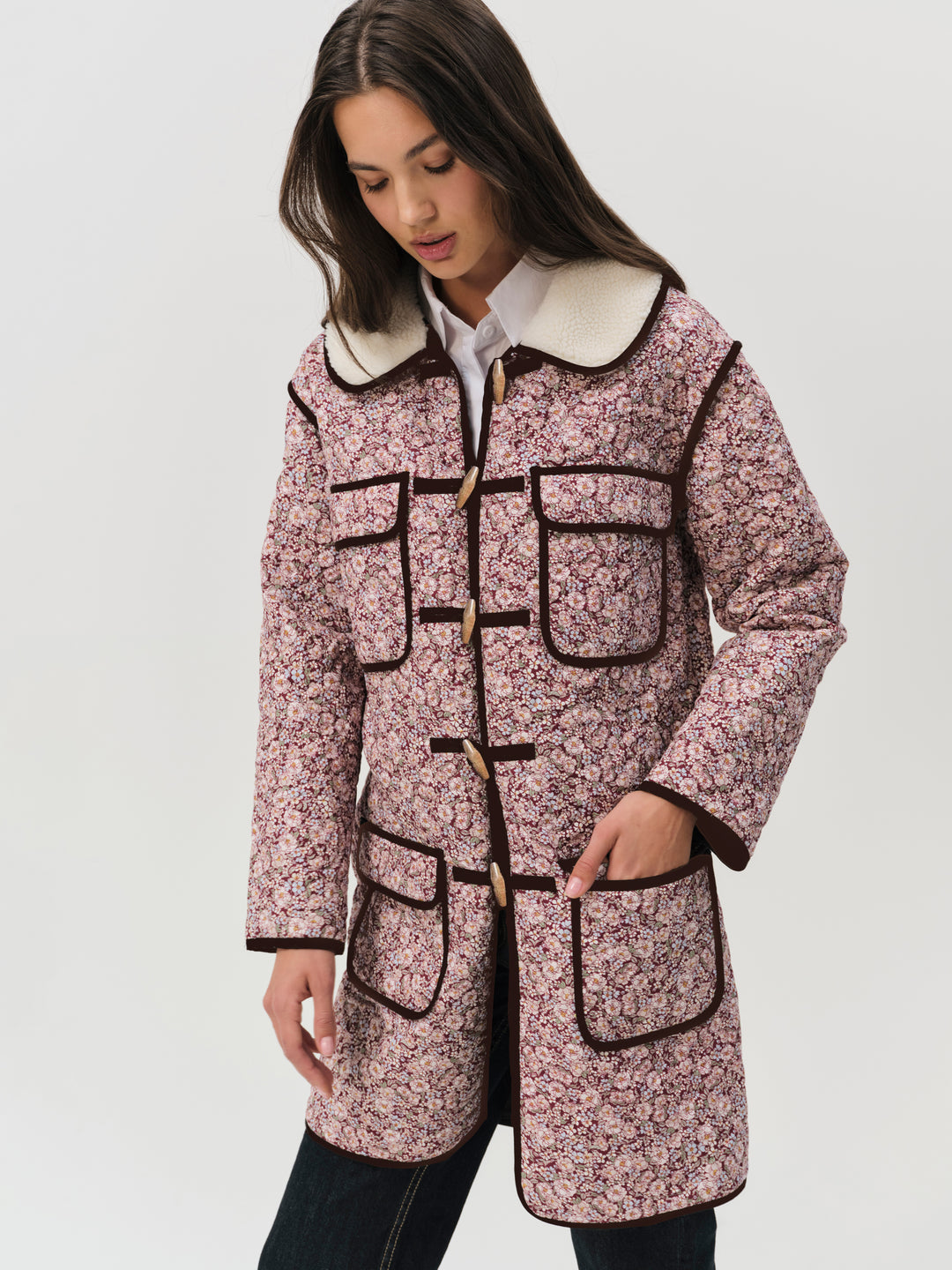 Marlene Floral Chore Coat — Purple