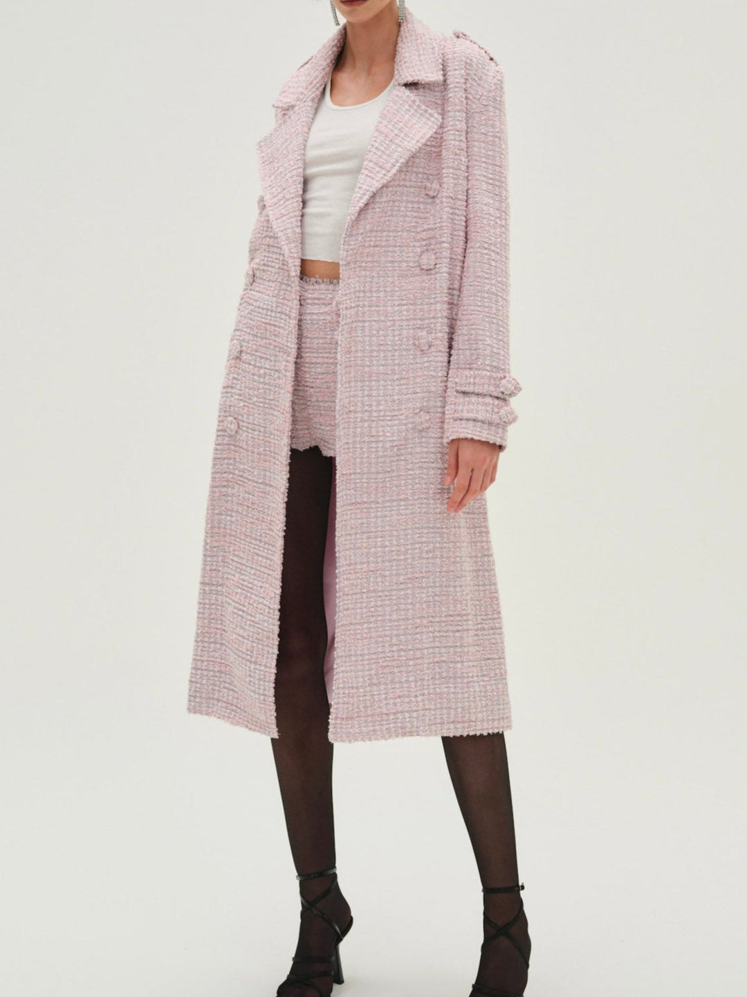Strawberry Cream Tweed Coat — Pink