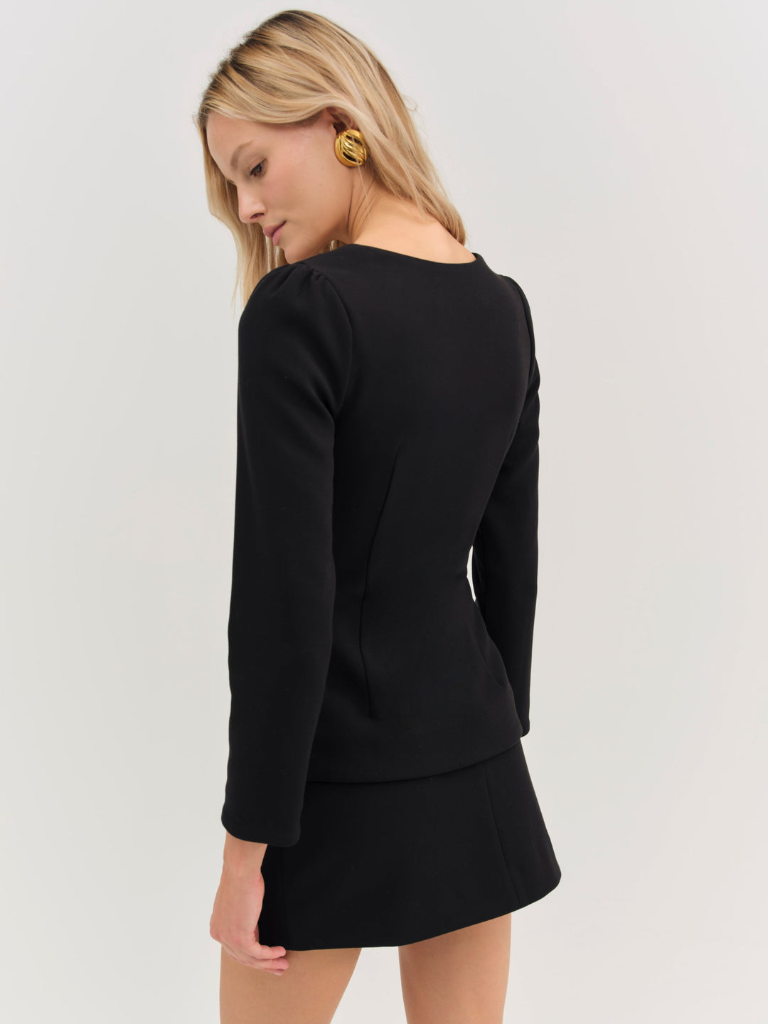Josie Scoop Neck Blazer — Black