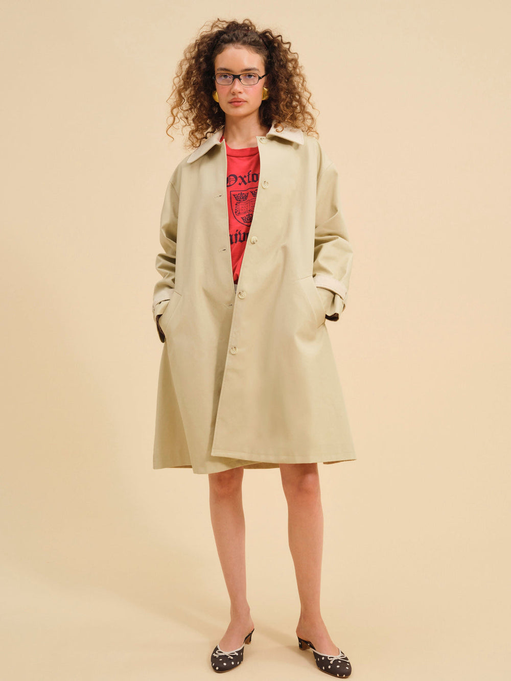 Gabardine Trench Coat — CAMEL