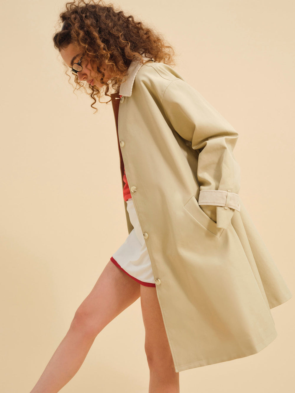 Gabardine Trench Coat — CAMEL