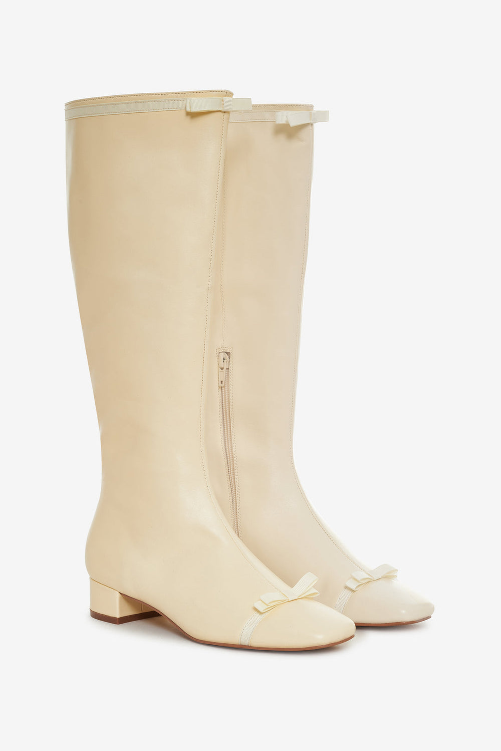Claudine Cap Toe Boot — Cream