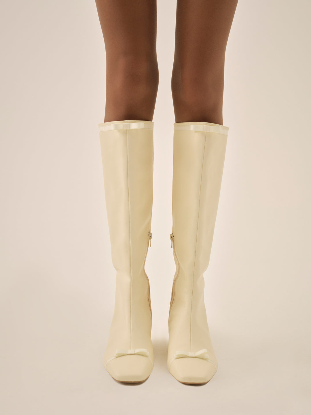 Claudine Cap Toe Boot — Cream