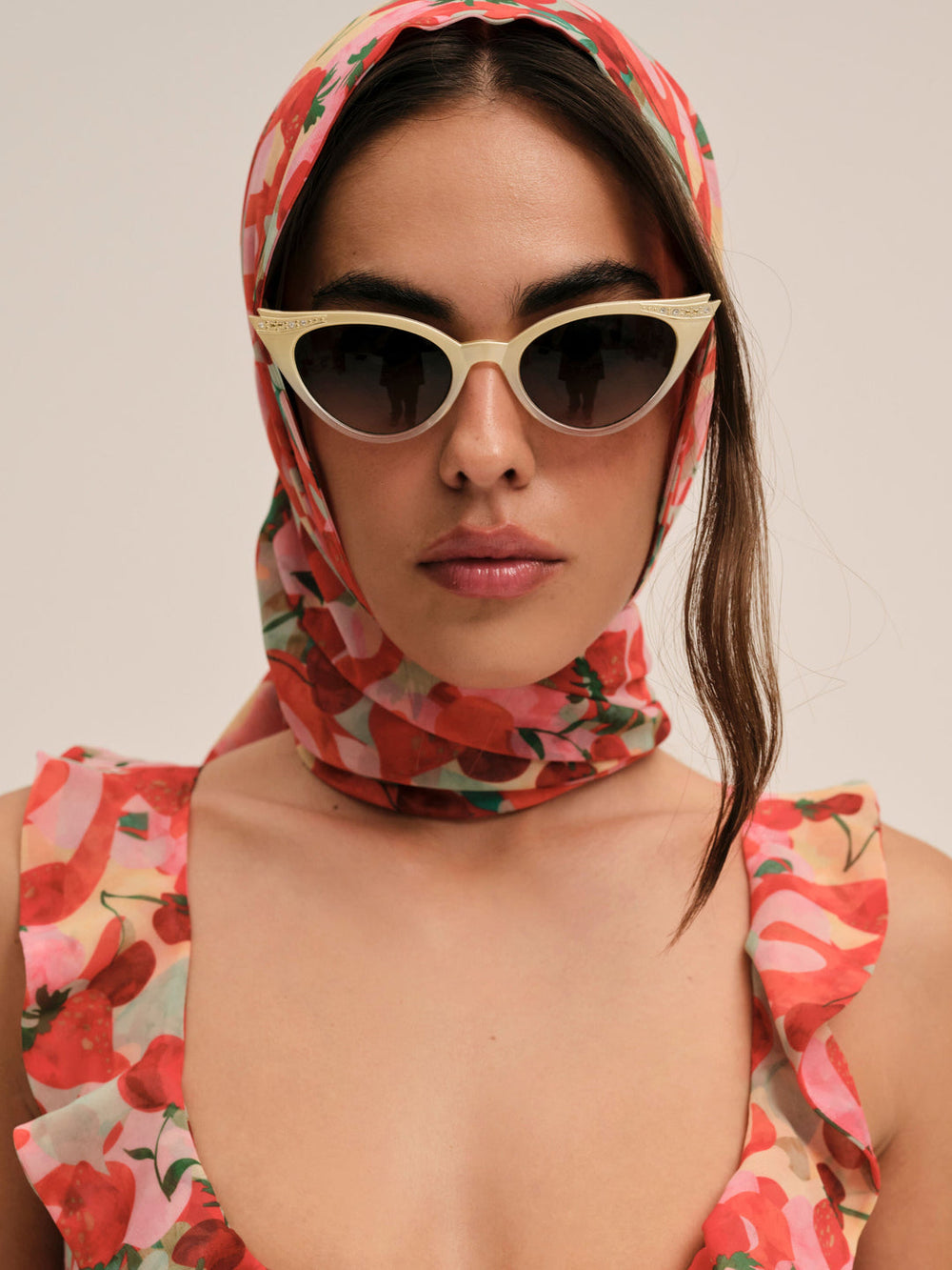 Ambrosia Print Headscarf — Red