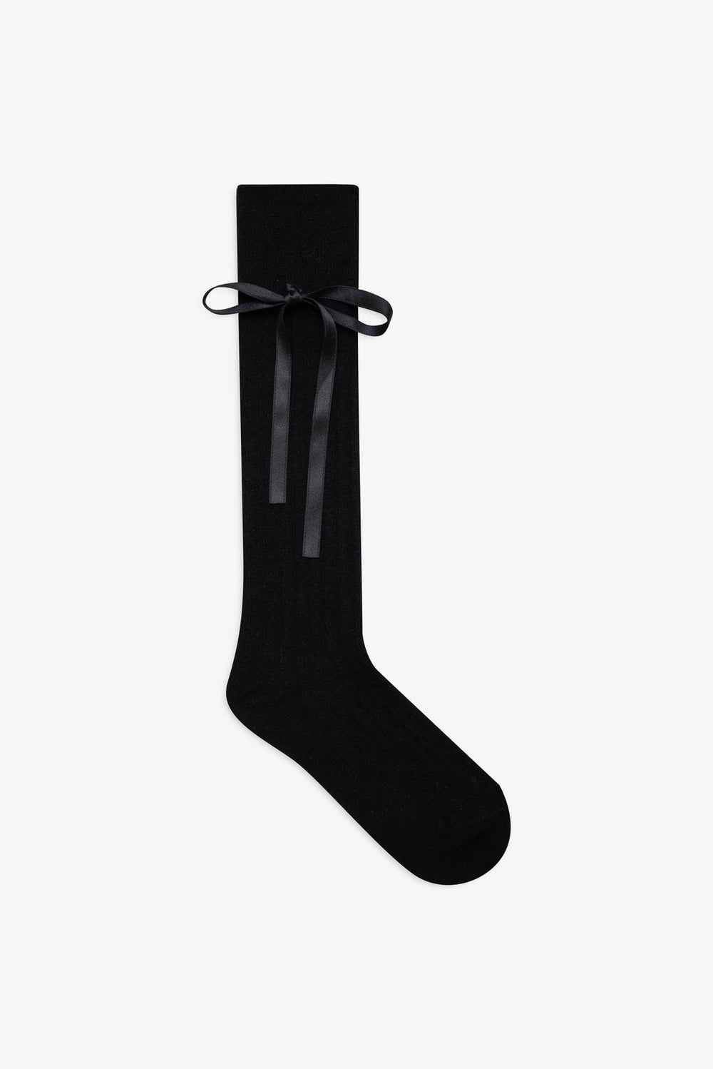 Knee-High Bow Socks — Black