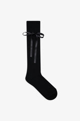 Knee-High Bow Socks — Black