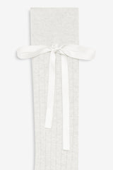 Knee-High Bow Socks — Cream