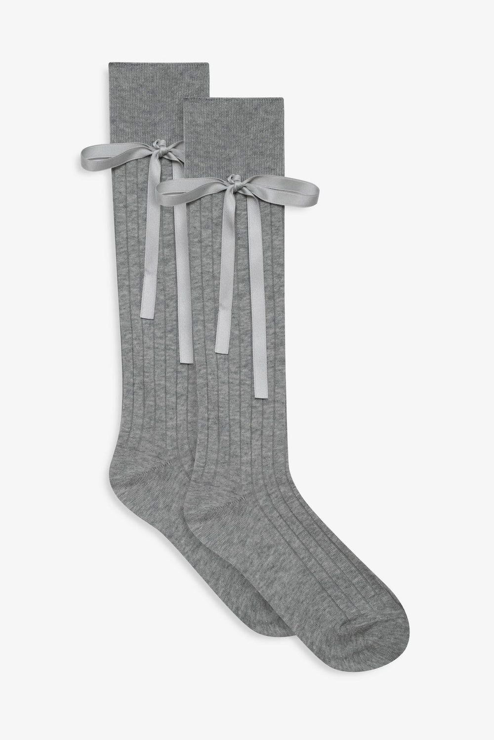Knee-High Bow Socks — Grey