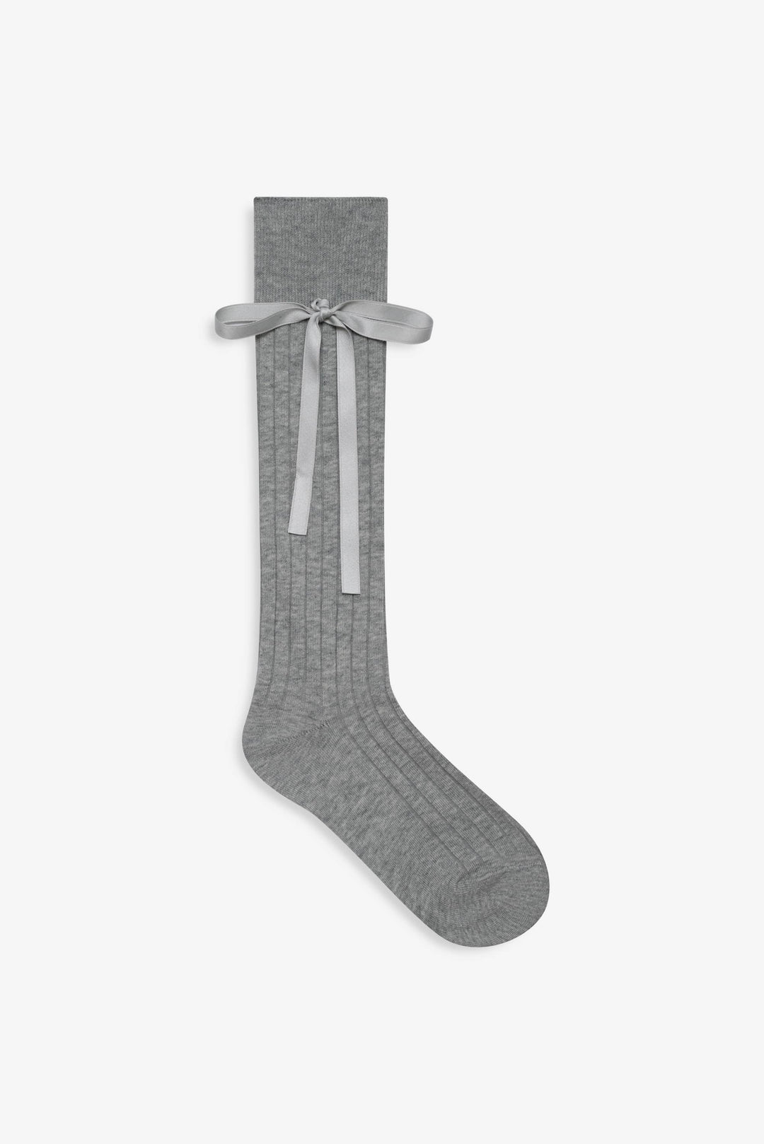 Knee-High Bow Socks — Grey