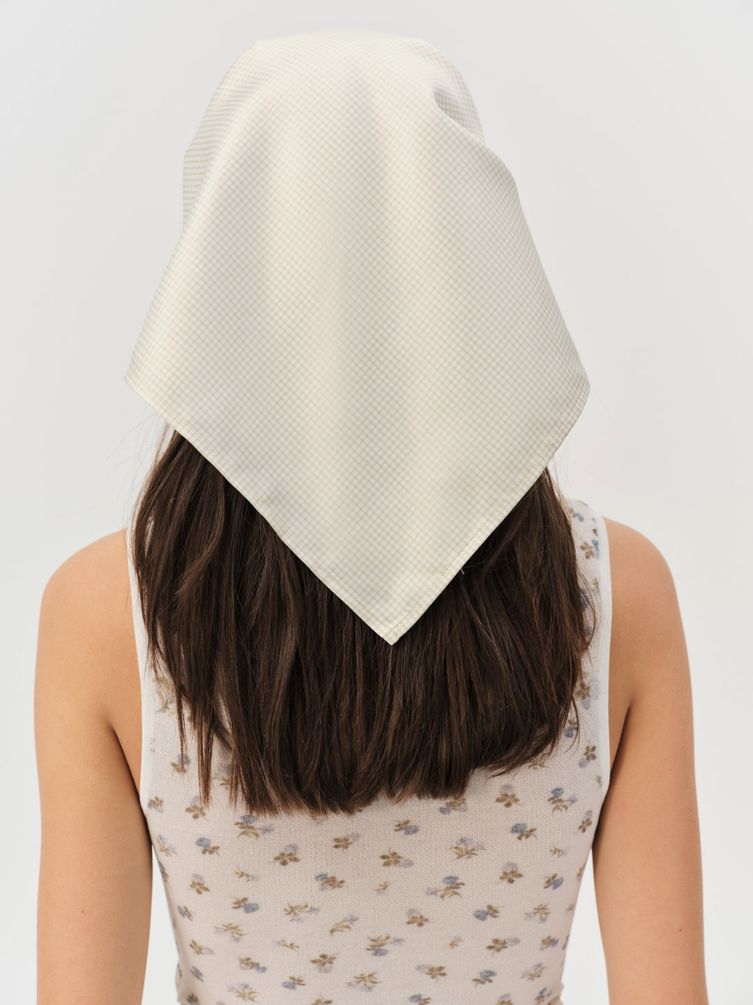 Sandra Gingham Headscarf — Tan