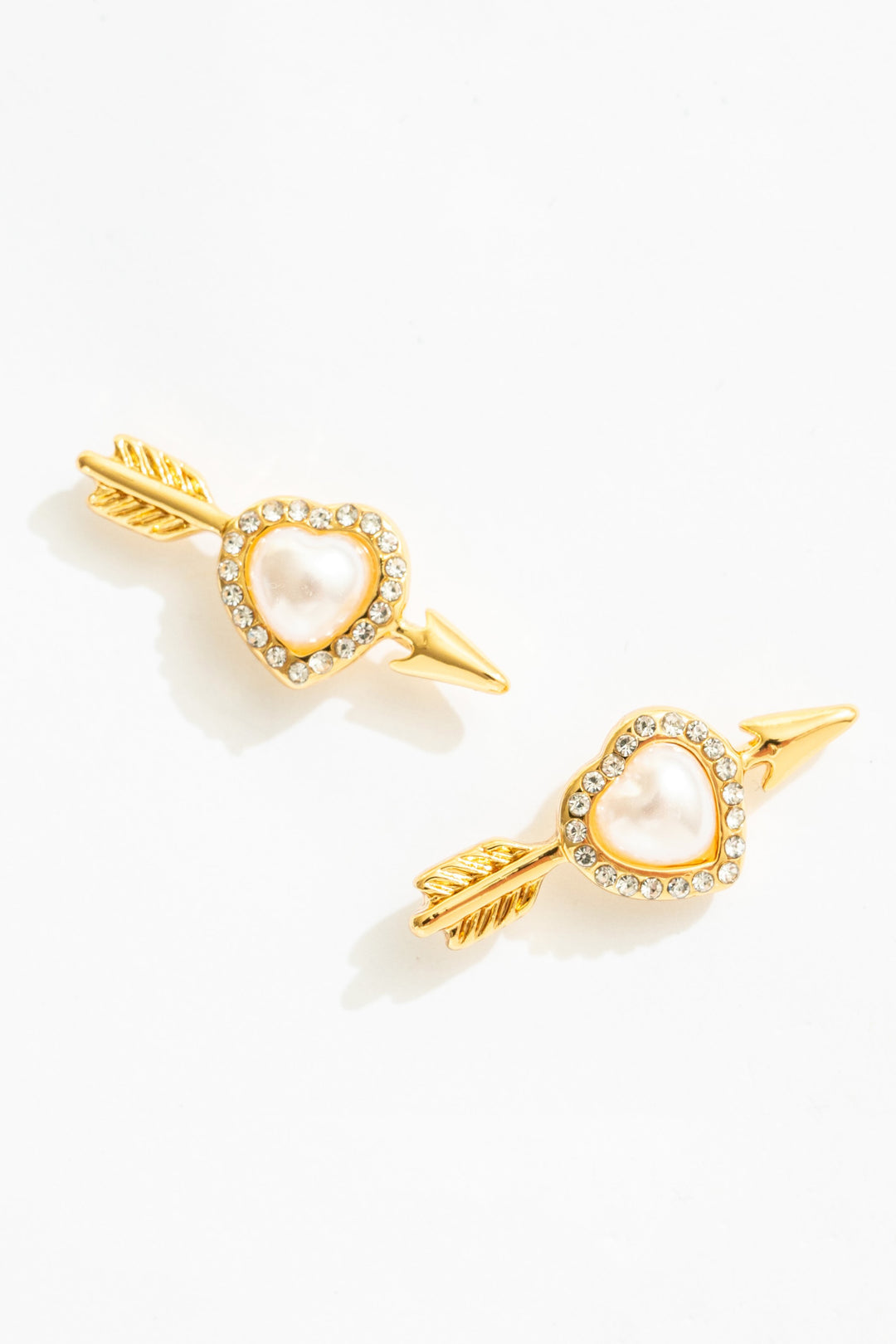 Cupid Heart Stud Earrings — White