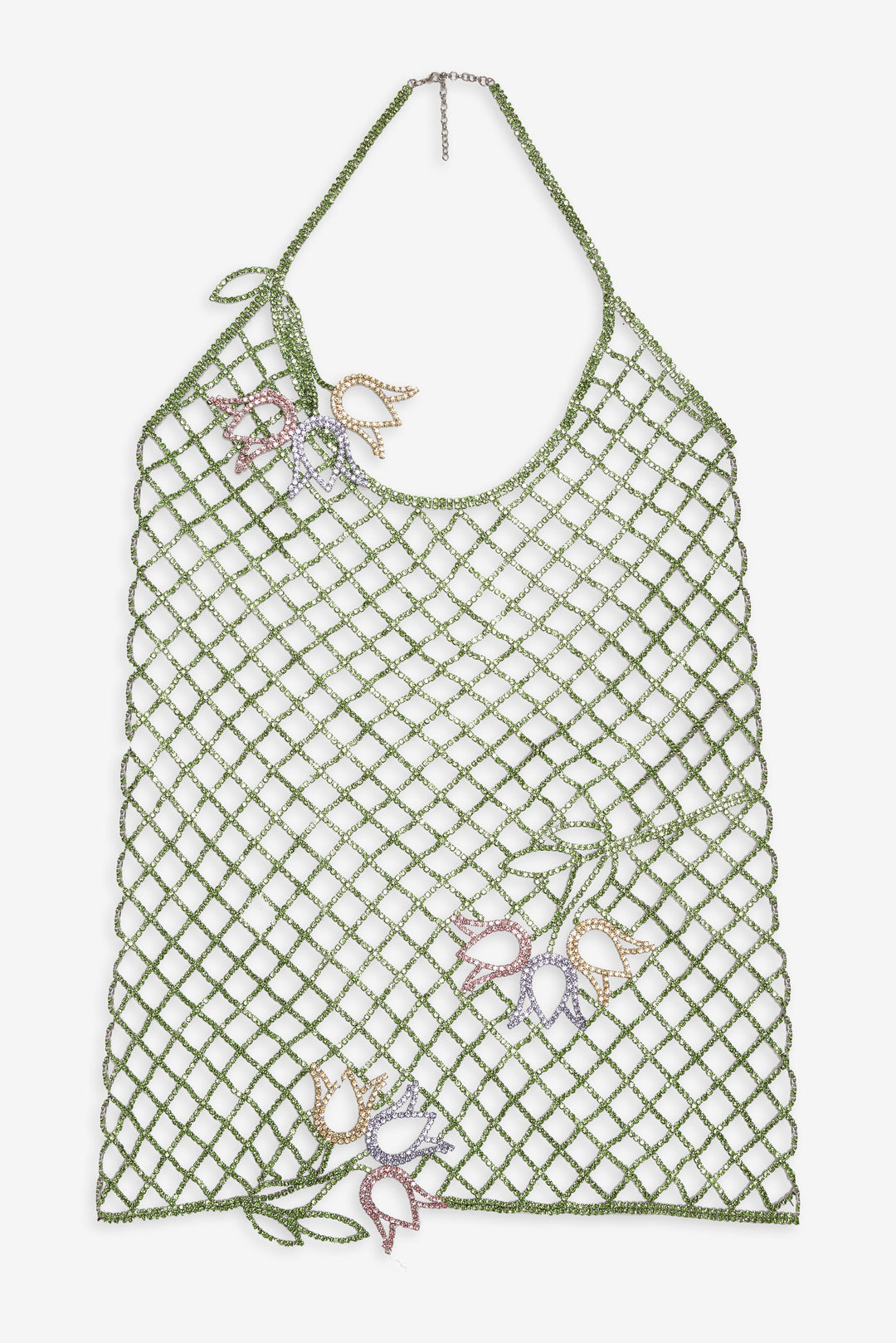 Tulip Grid Rhinestone Dress — Green