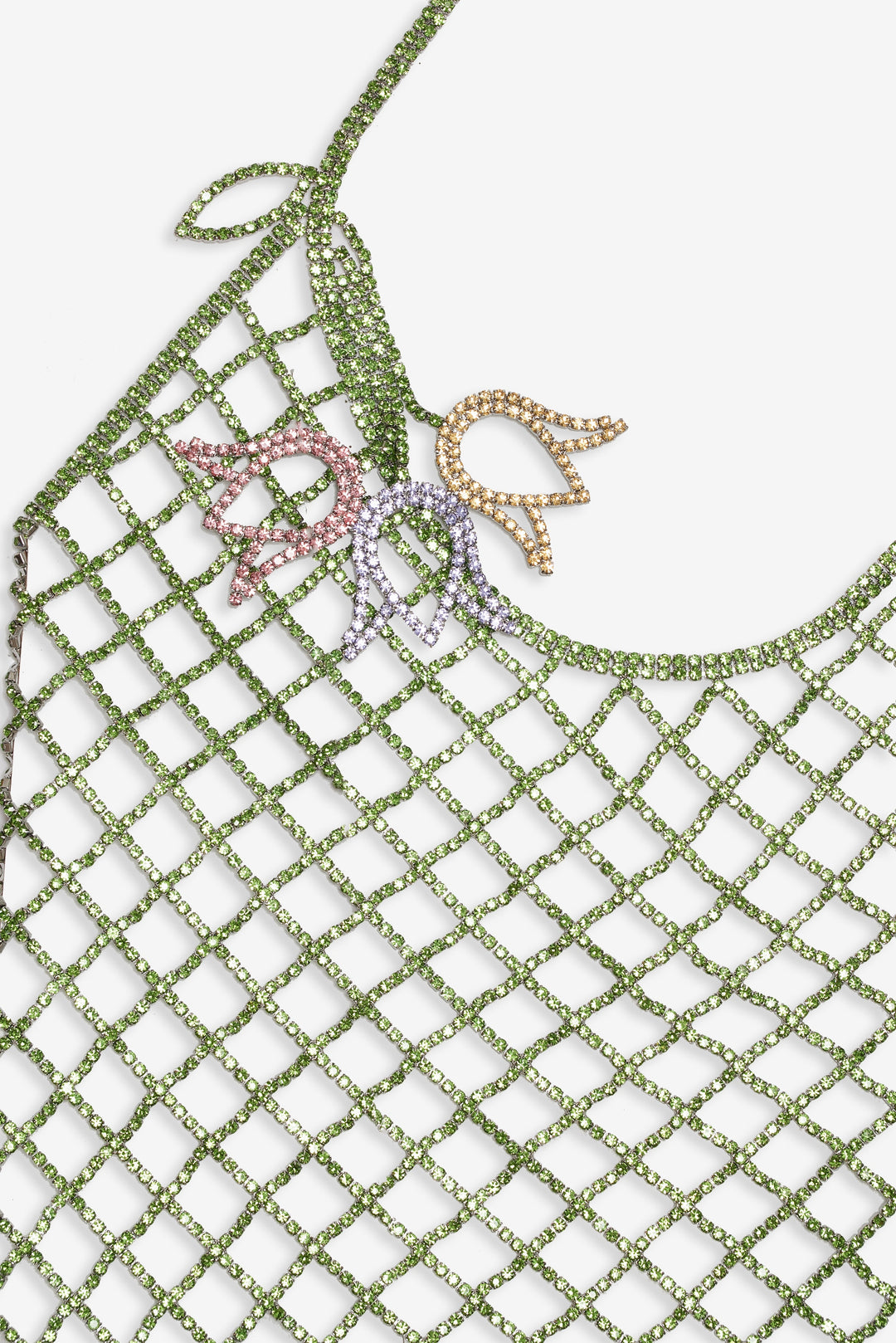Tulip Grid Rhinestone Dress — Green