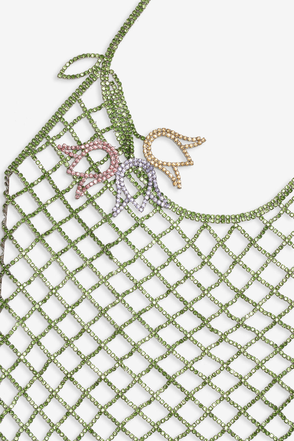 Tulip Grid Rhinestone Dress — Green
