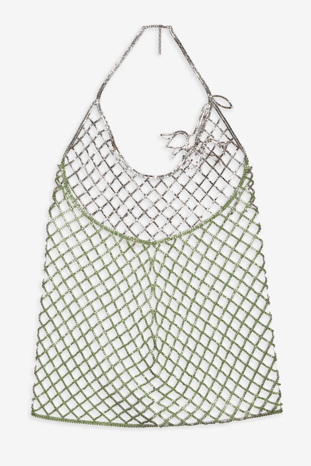 Tulip Grid Rhinestone Dress — Green