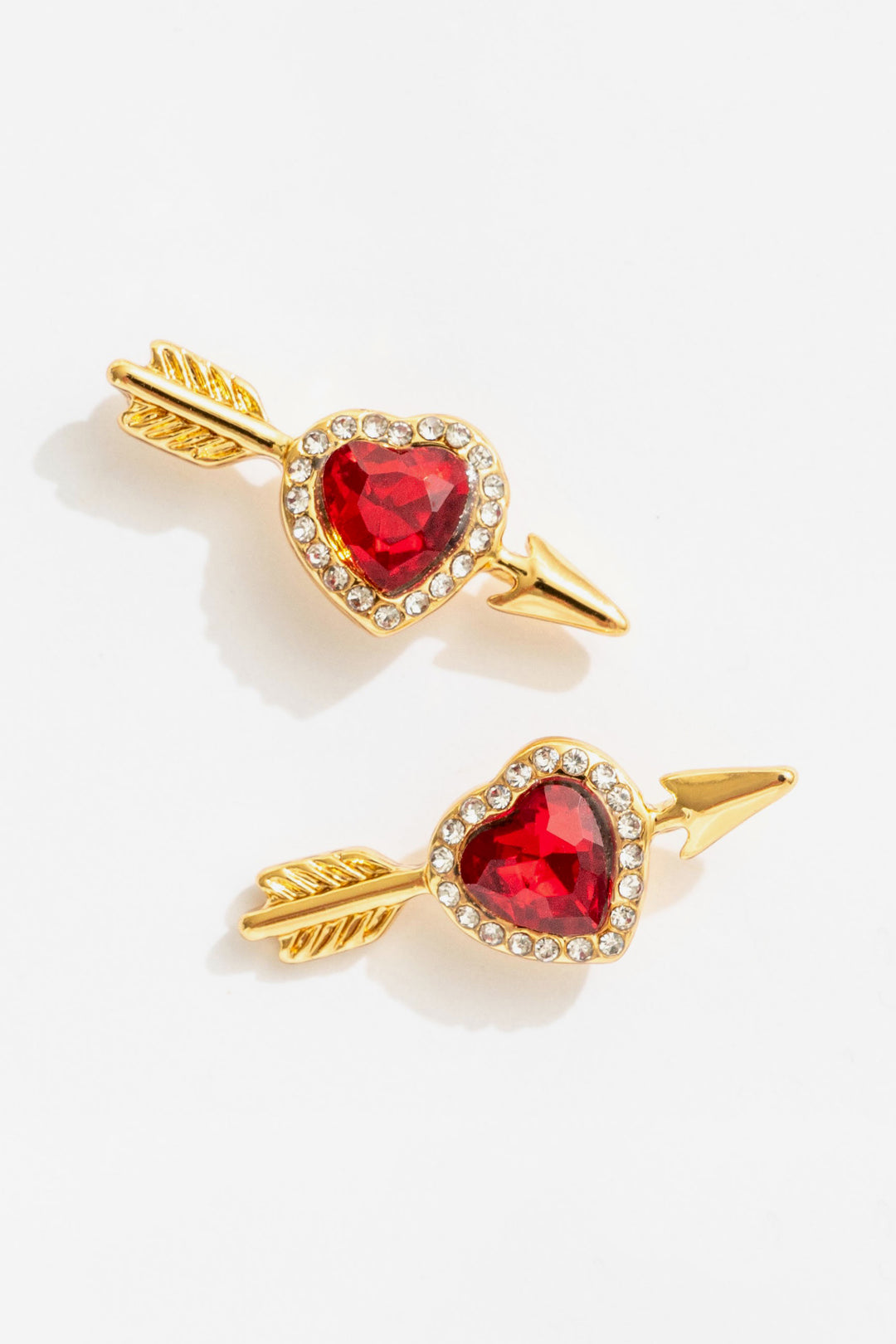 Cupid Heart Stud Earrings — Red