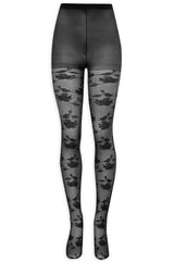 Floral Knit Tights — Black