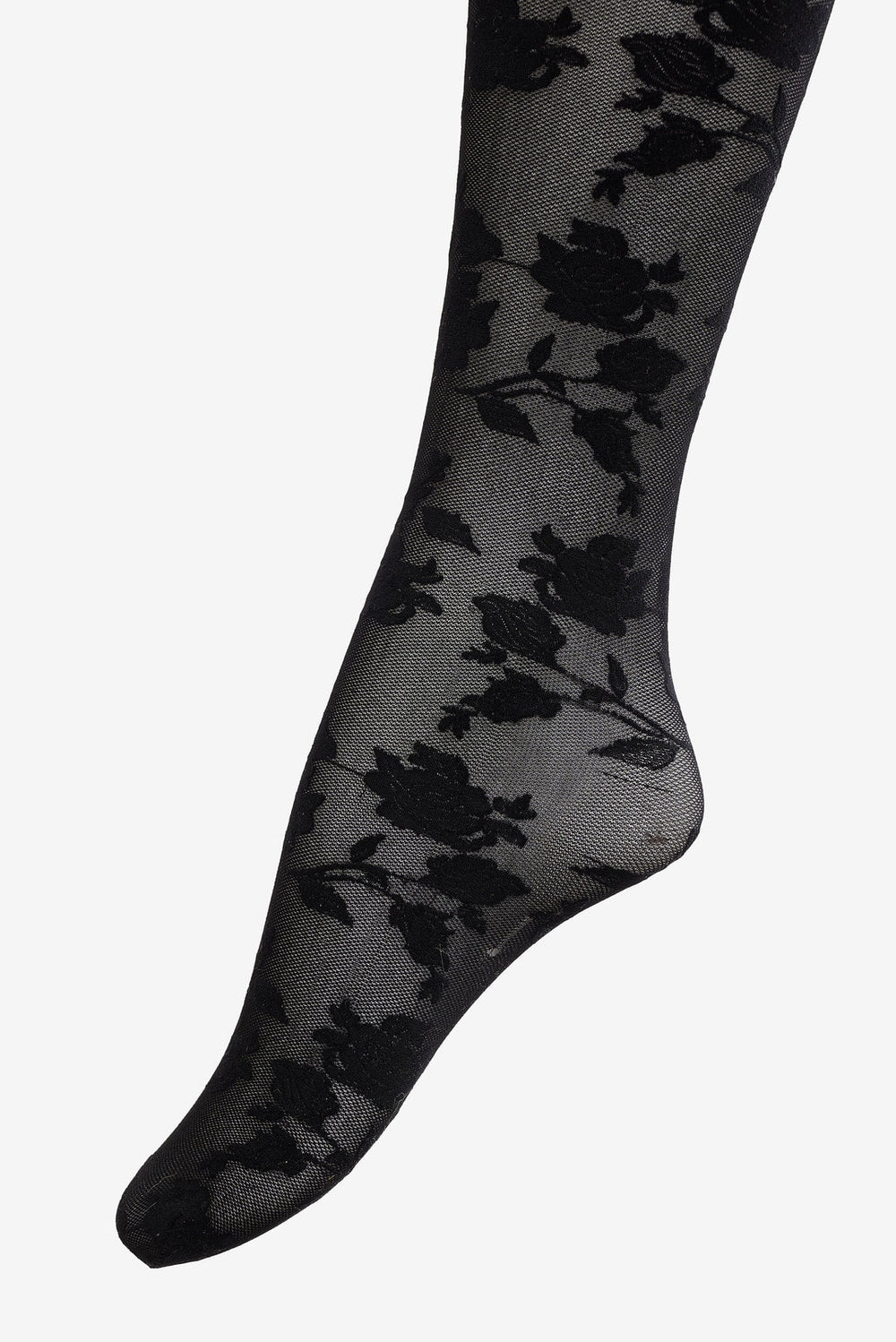 Floral Knit Tights — Black