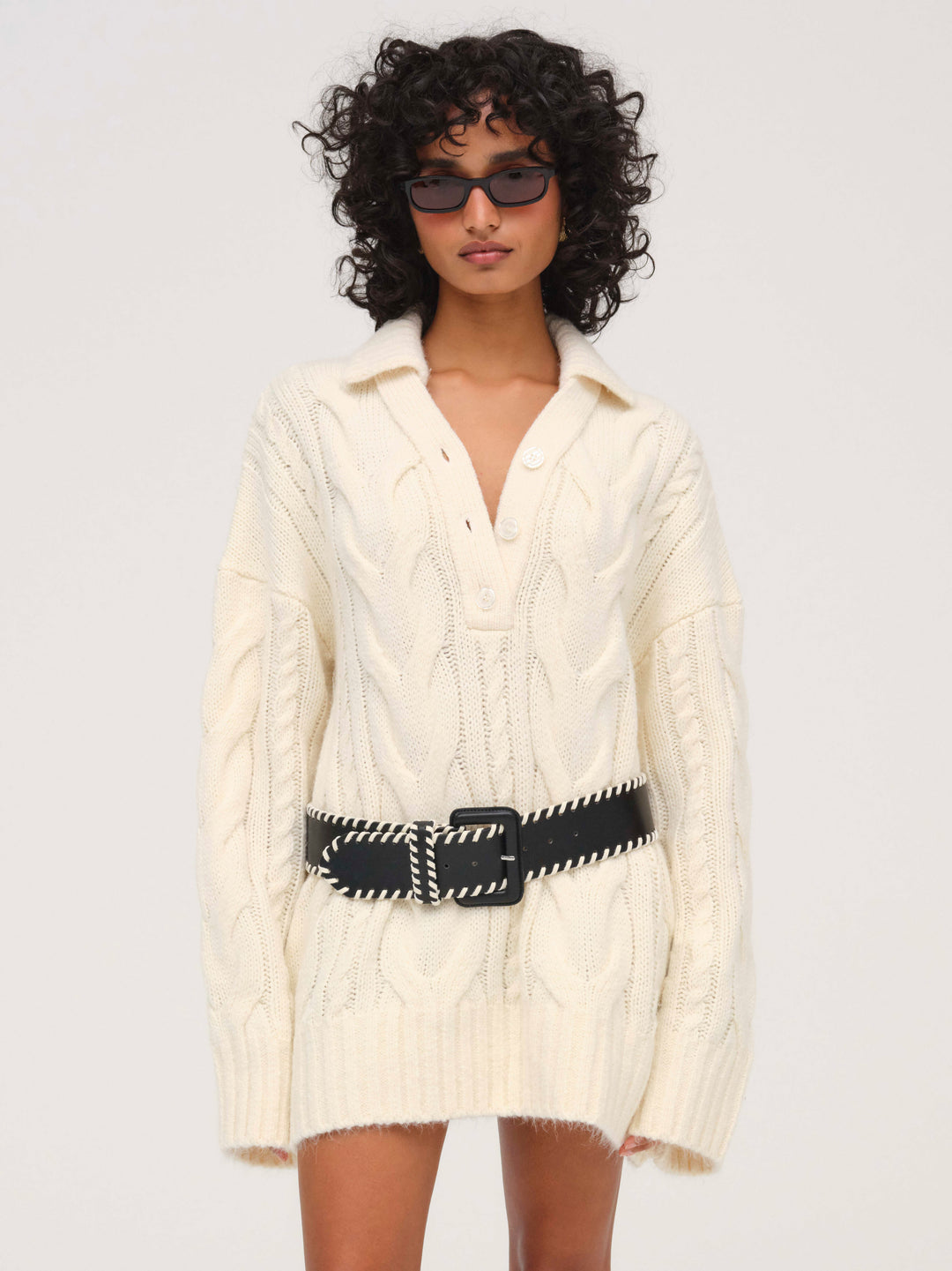 Wide Stitch Belt — Black