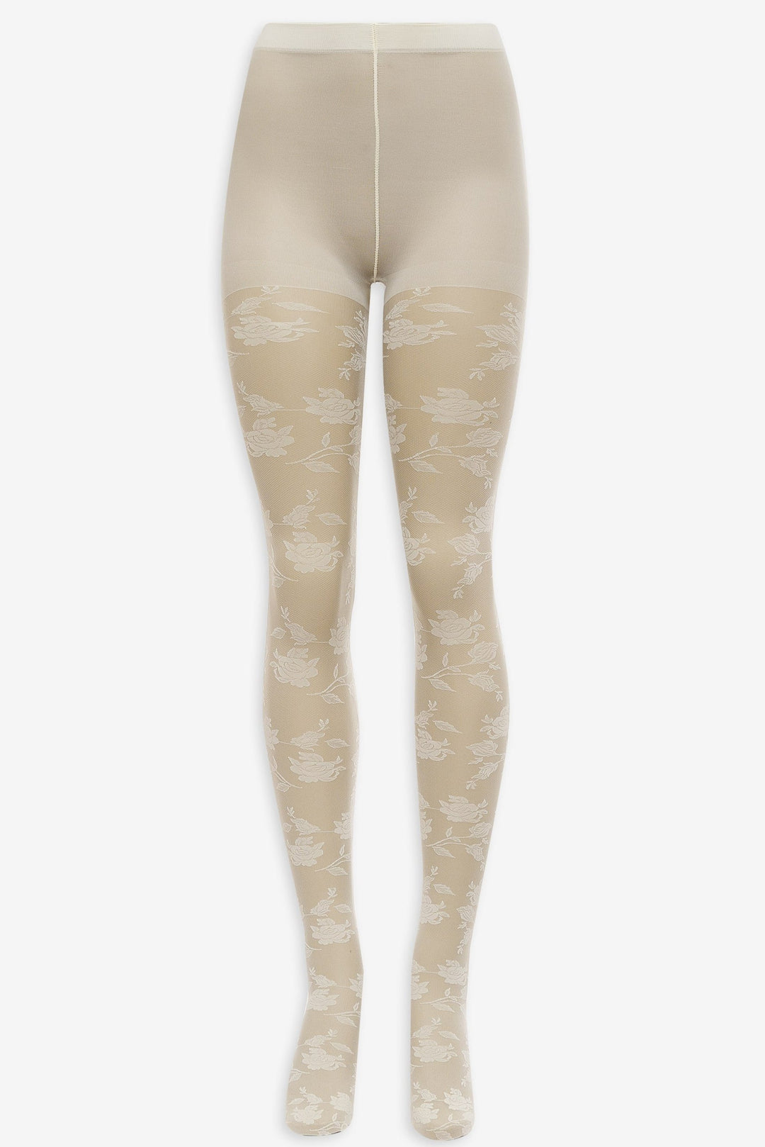 Floral Knit Tights — White