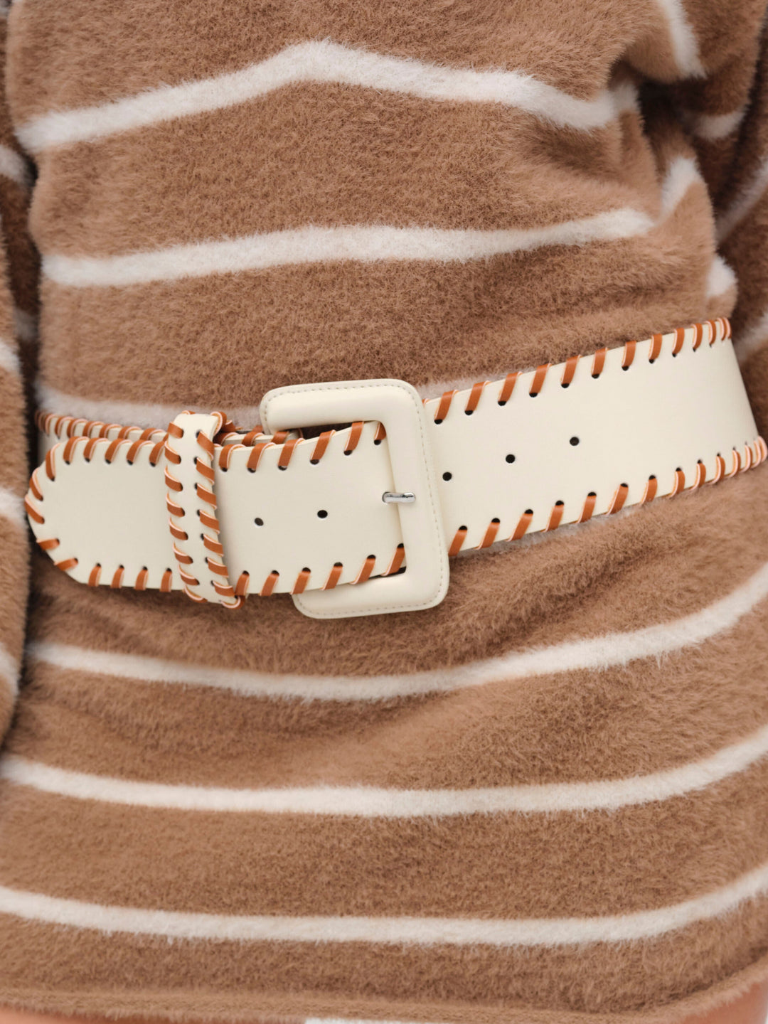 Wide Stitch Belt — Cream