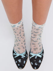 Floral Socks — Blue