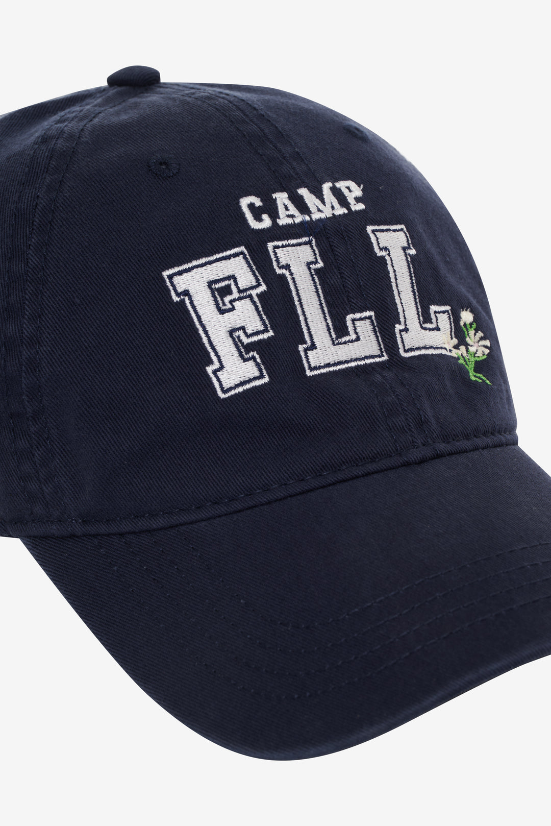 Camp Embroidered Baseball Cap — Navy