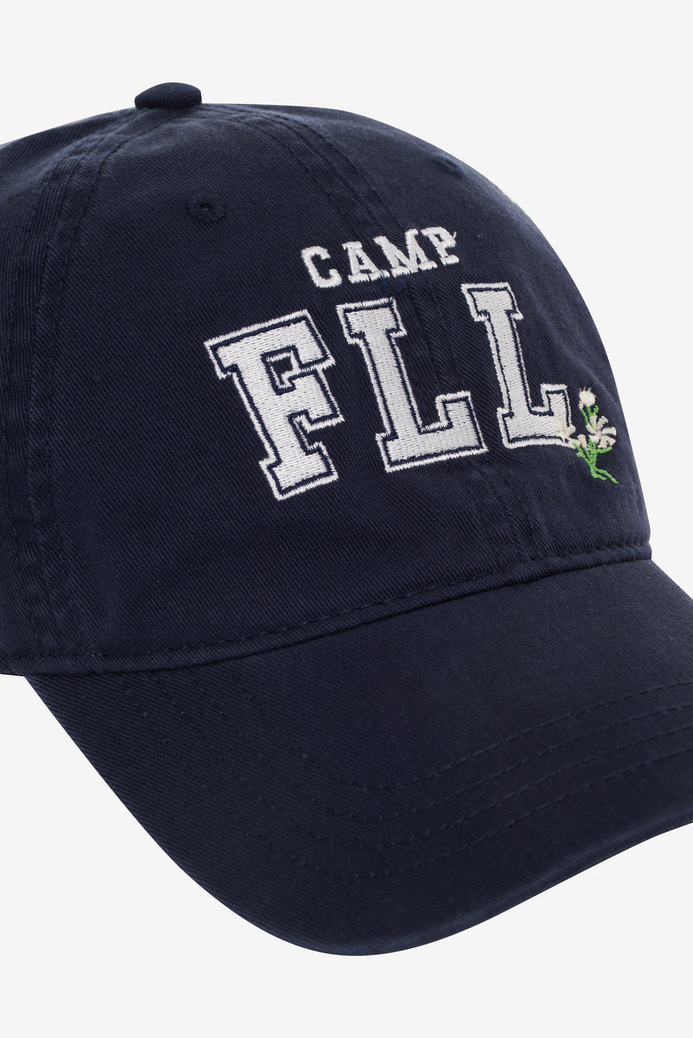 Camp Embroidered Baseball Cap — Navy