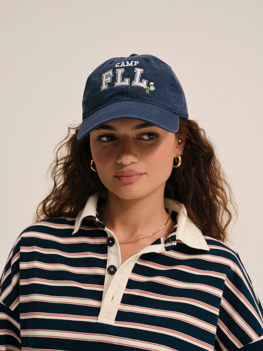 Camp Embroidered Baseball Cap — Navy