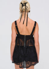 Sonnet Lace Babydoll Set — Black