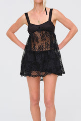 Sonnet Lace Babydoll Set — Black