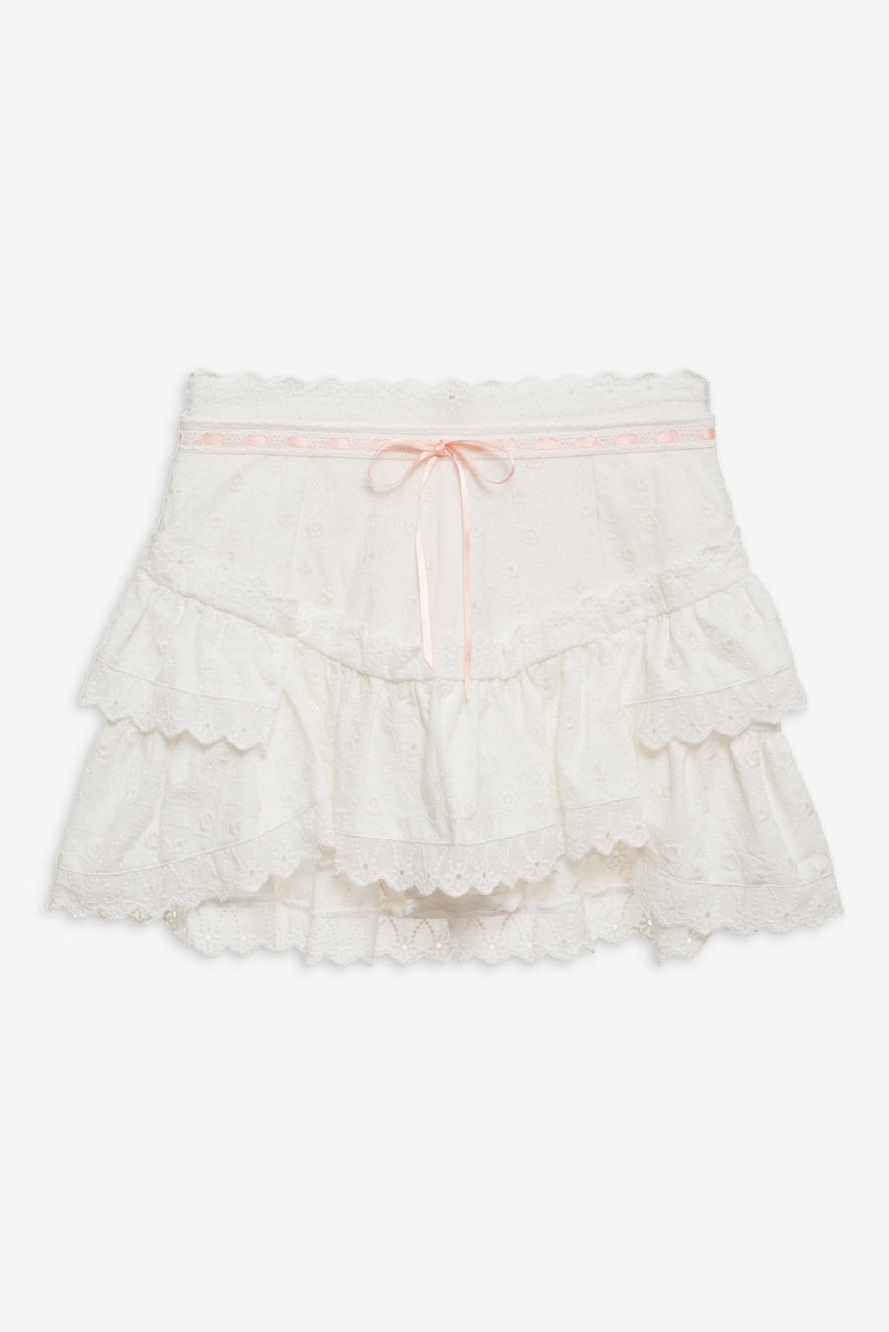 Summer Swirl Eyelet Mini Skirt — White