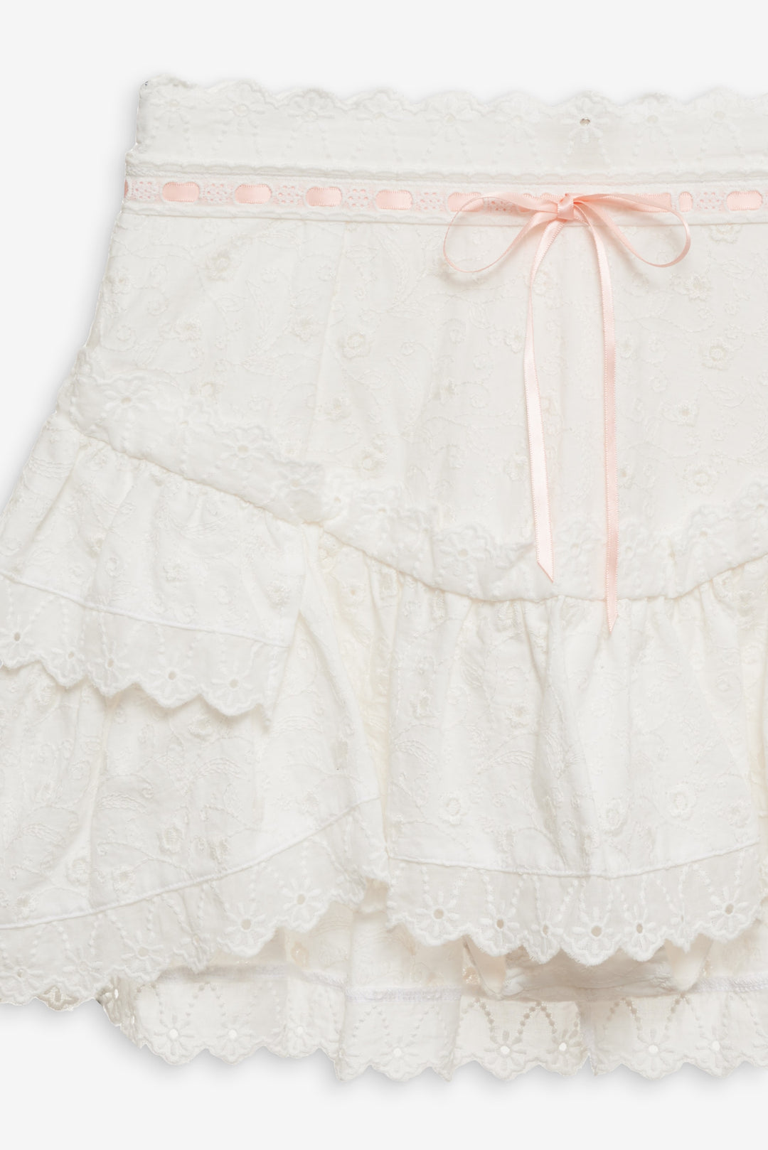 Summer Swirl Eyelet Mini Skirt — White