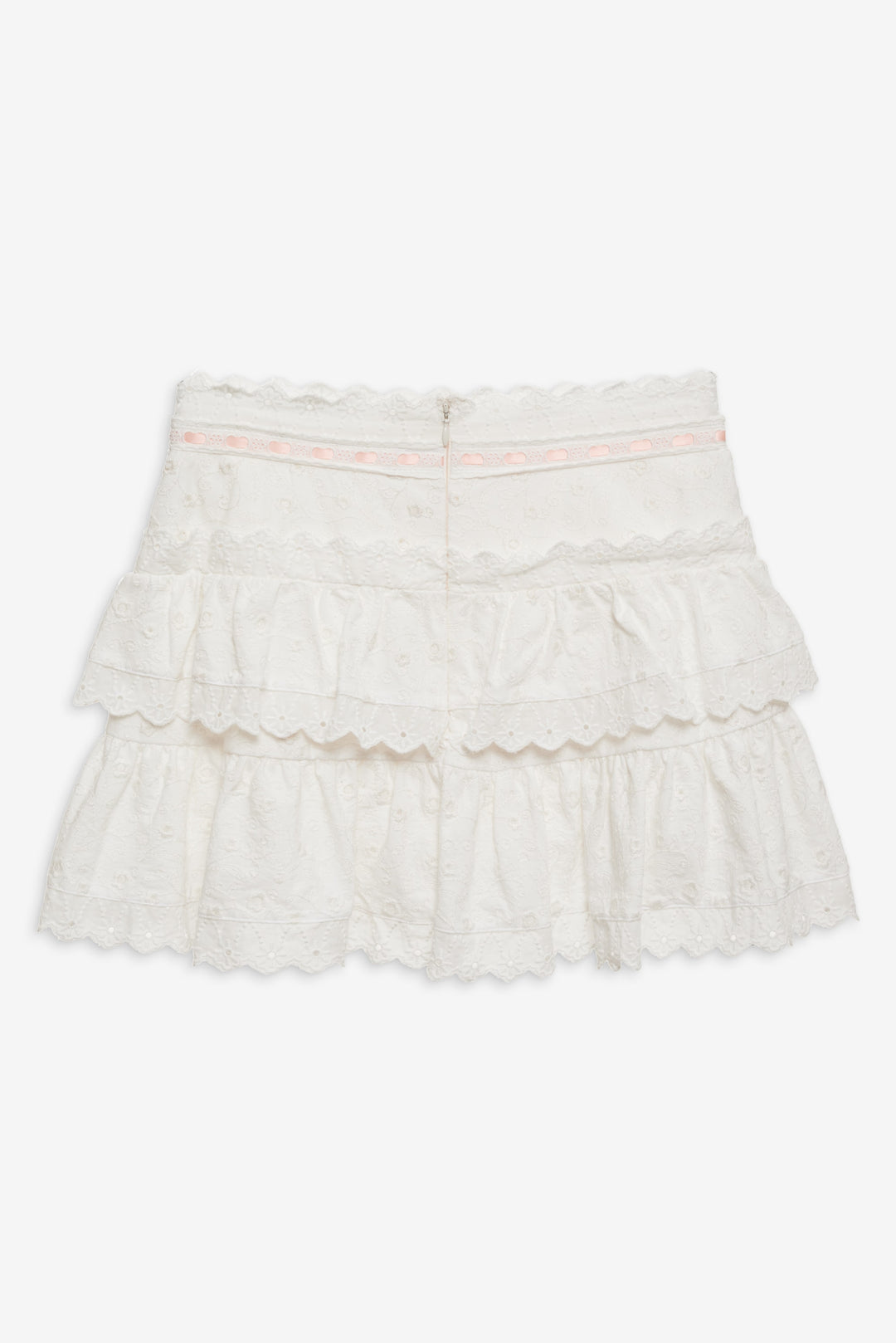 Summer Swirl Eyelet Mini Skirt — White