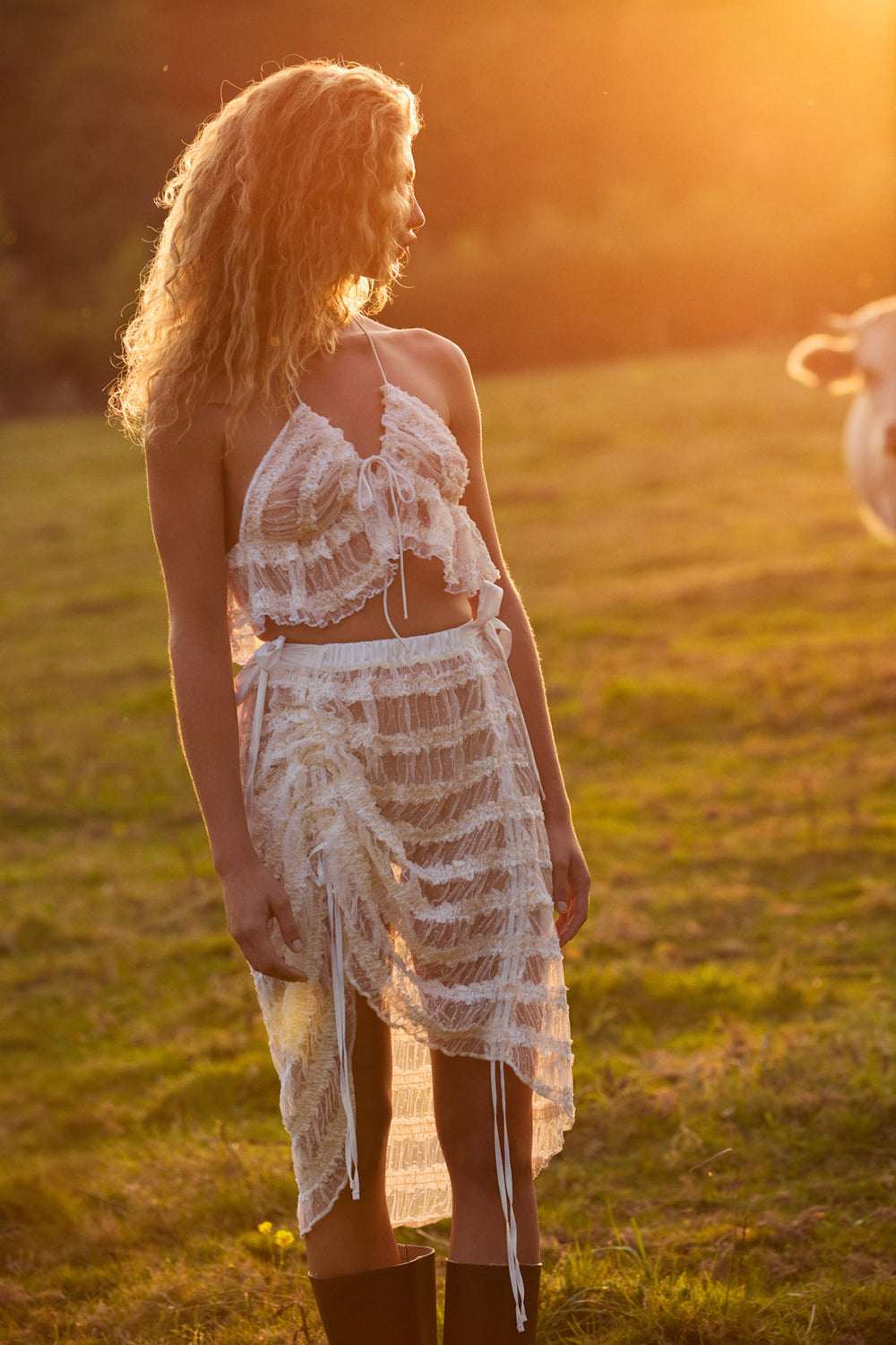 Romy Midi Slip Skirt — White