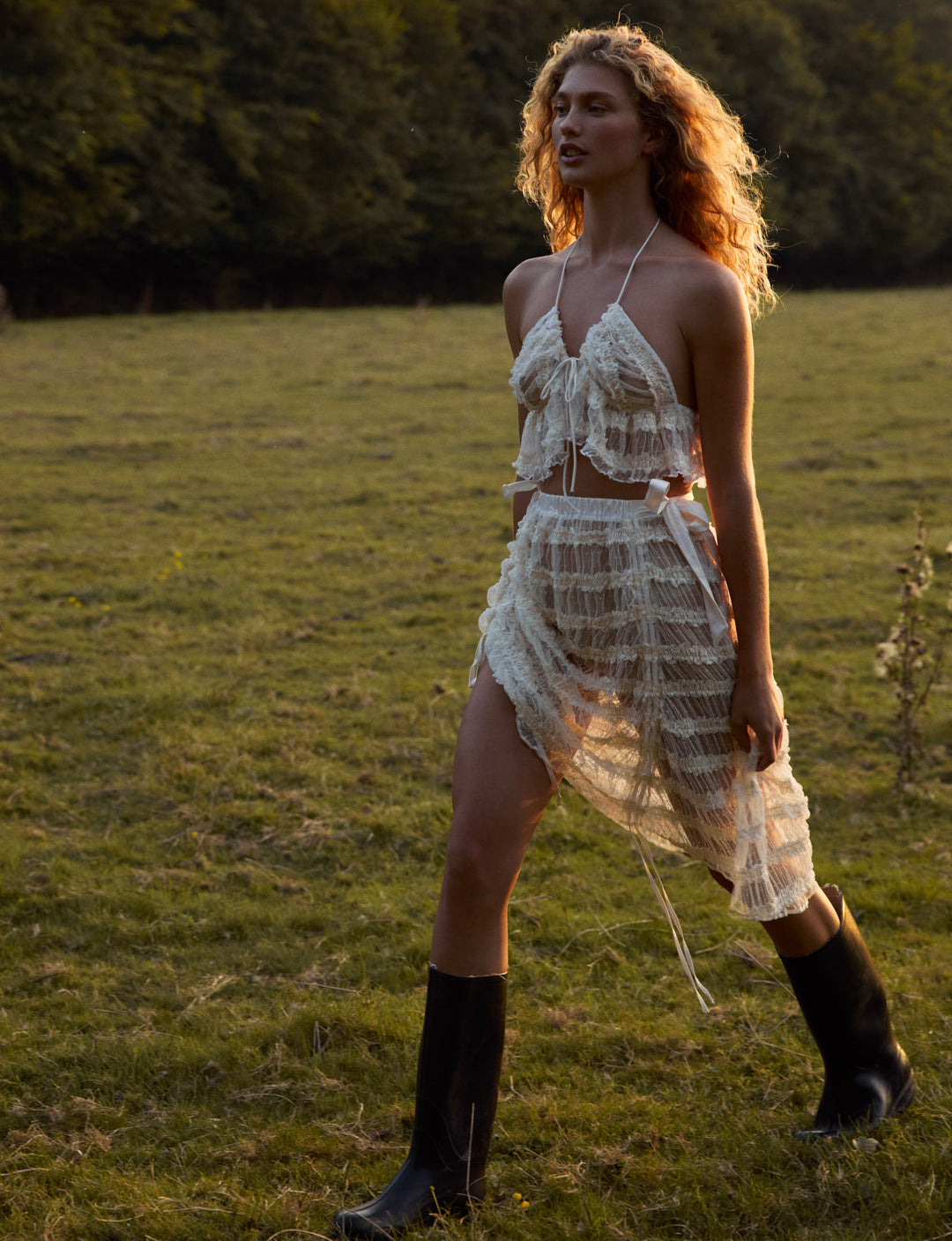 Romy Midi Slip Skirt — White