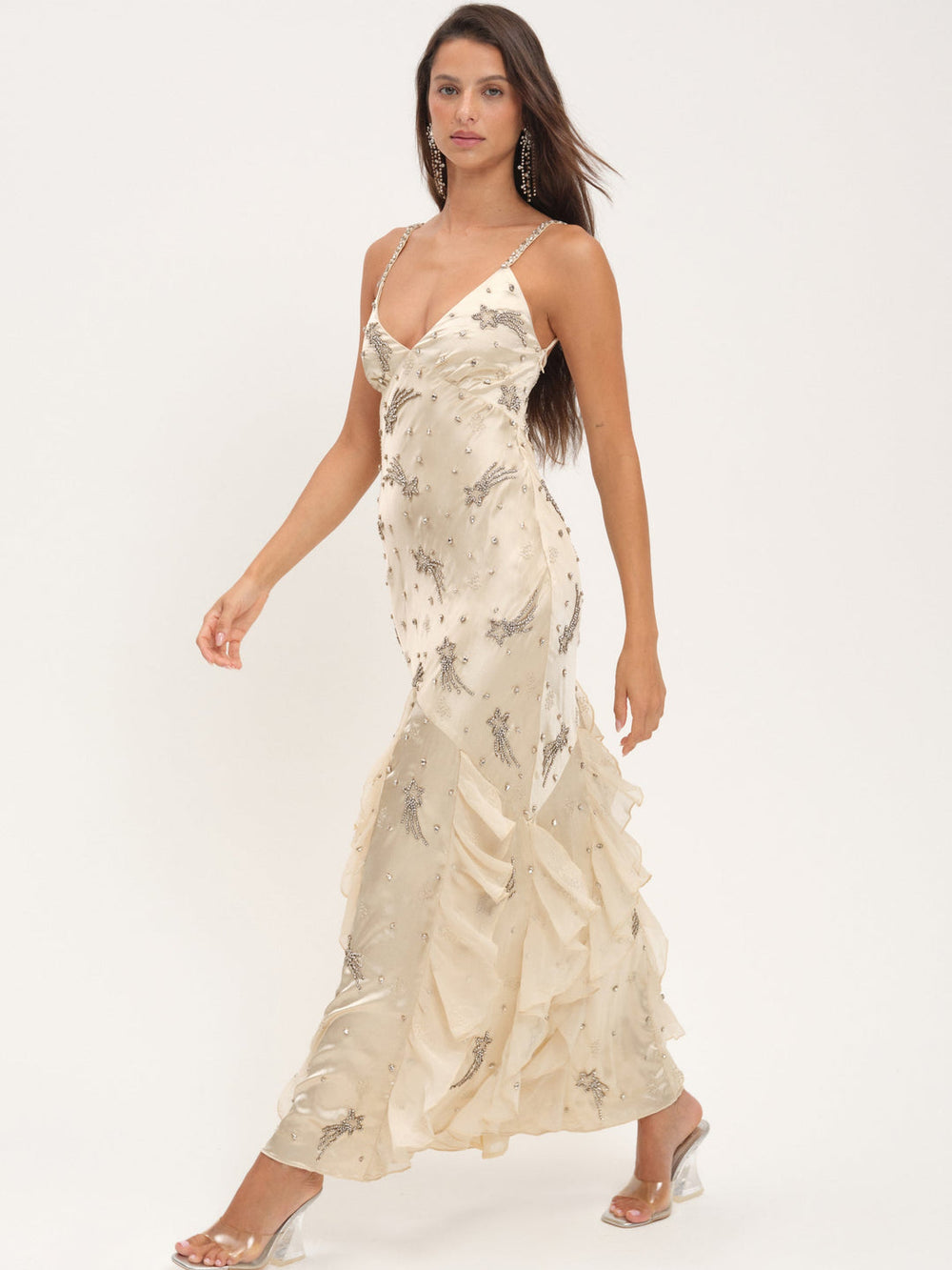 Elea Beaded Maxi Dress — Cream