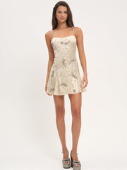 Shooting Stars Beaded Mini Dress — Cream