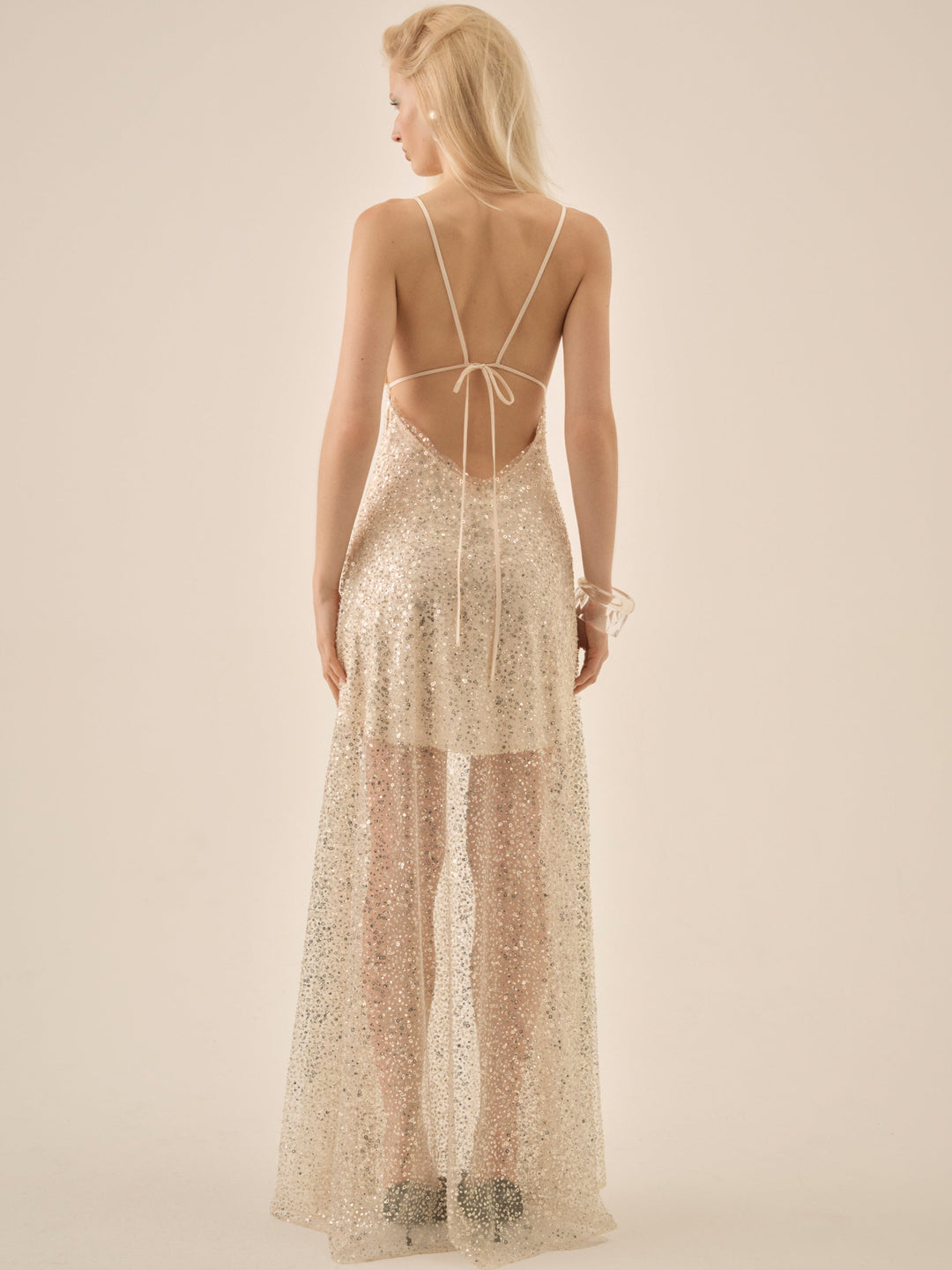 Clara Crystals Maxi Dress — Silver