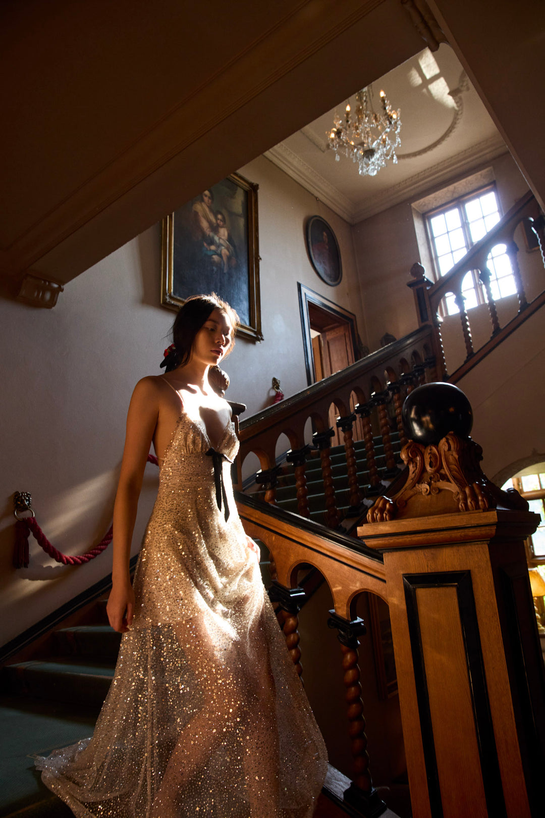 Clara Crystals Maxi Dress — Silver