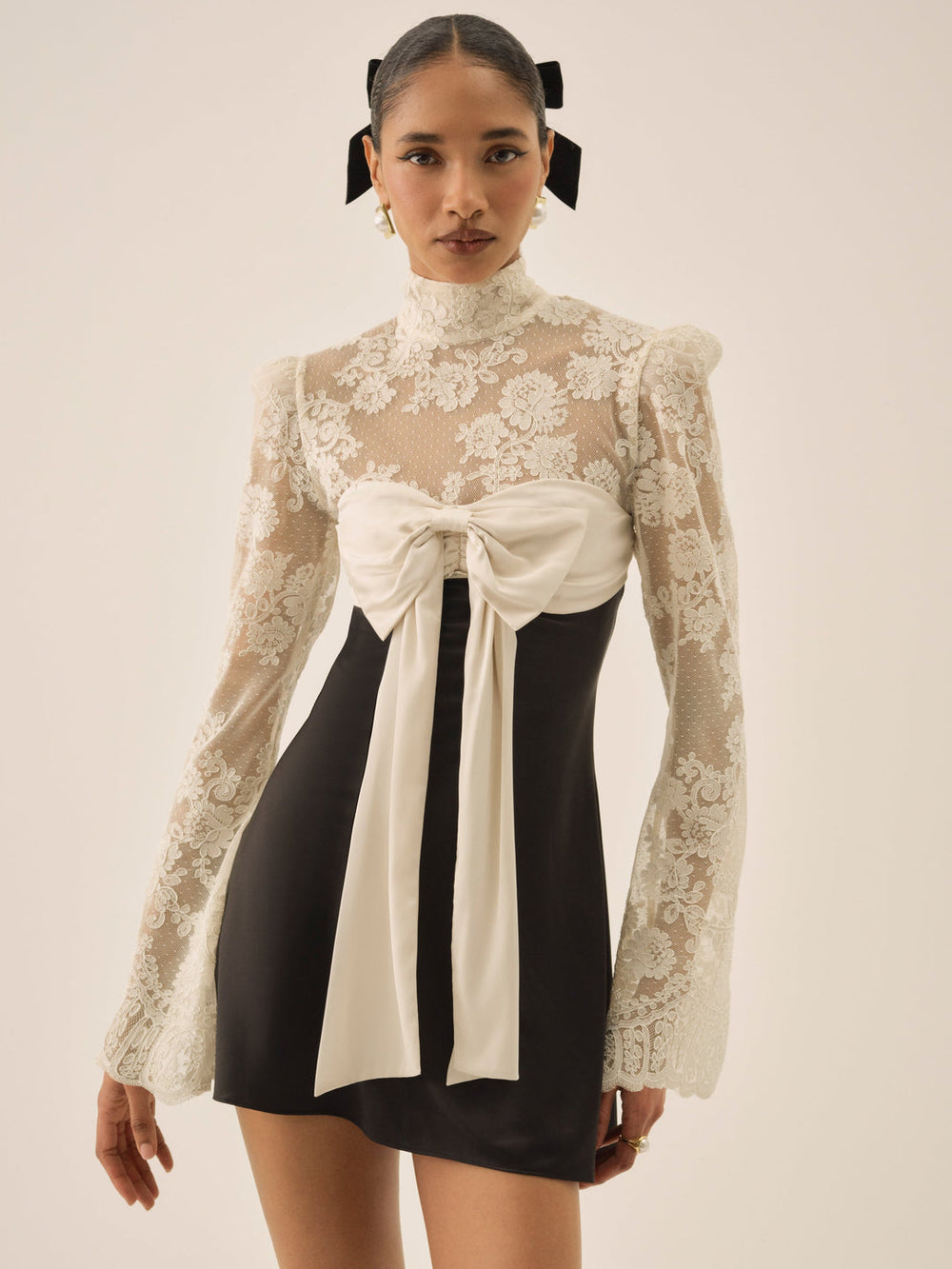 Grace Lace Mini Dress — Cream