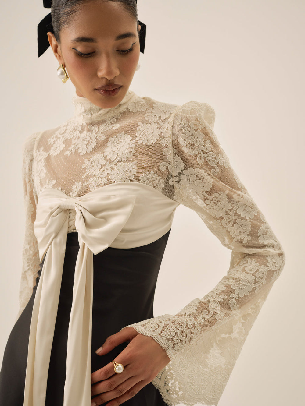 Grace Lace Mini Dress — Cream