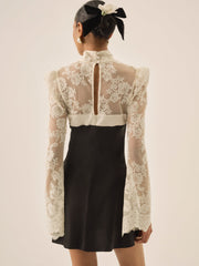 Grace Lace Mini Dress — Cream