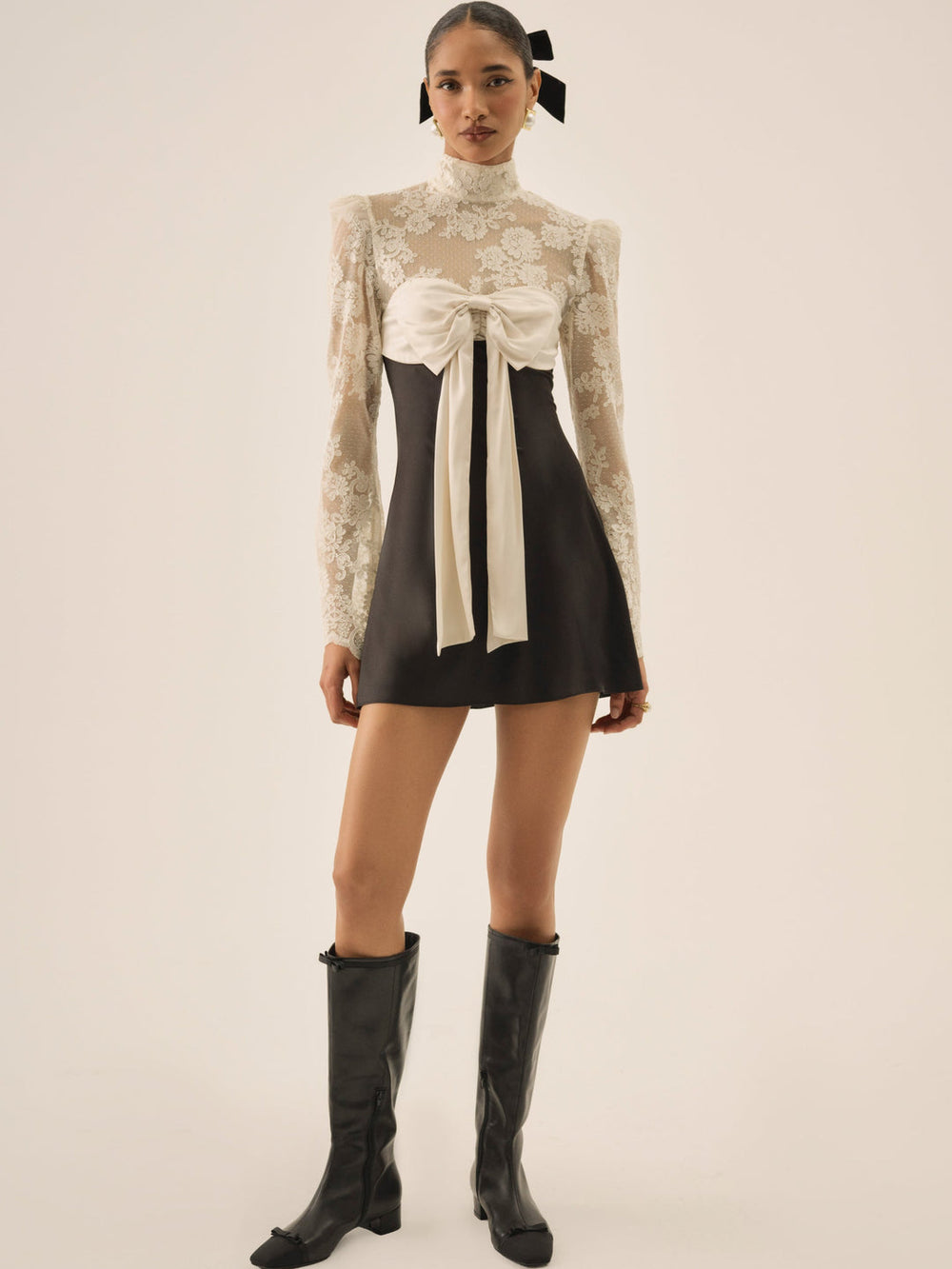 Grace Lace Mini Dress — Cream