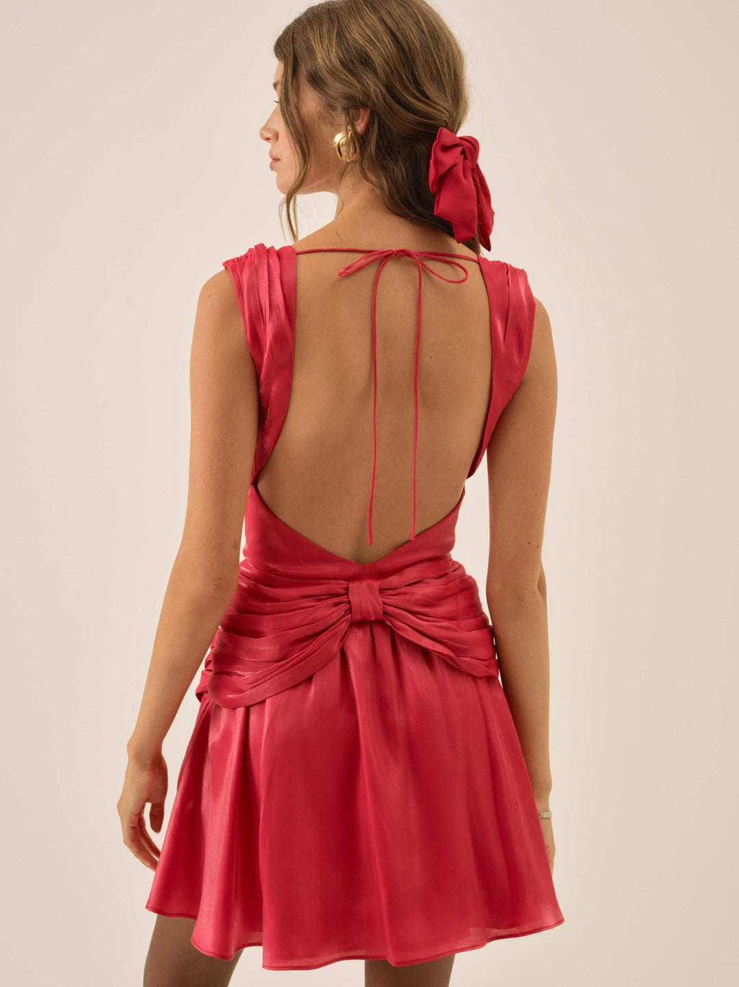 Stephanie Shimmer Mini Dress — Red