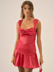 Stephanie Shimmer Mini Dress — Red