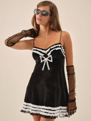 Claire Velvet Mini Dress — Black